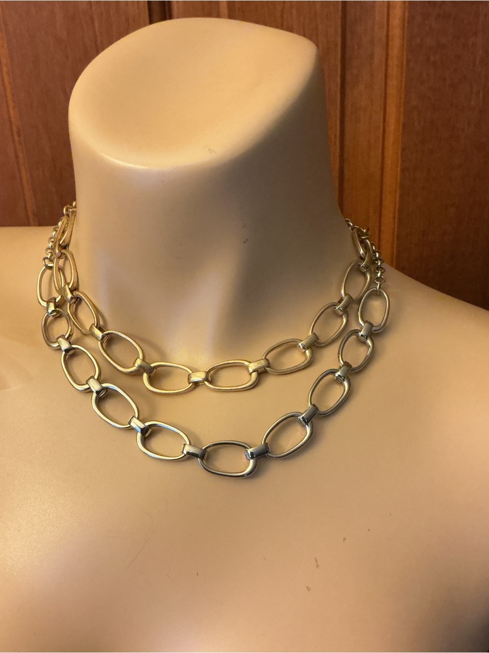 One Gold tone link chain  and silver tone  link Chain Necklace